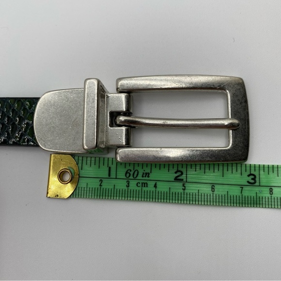Coldwater Creek Leather Green Embossed Snake Print Belt with Nickel Buckle Sz S - Picture 7 of 15